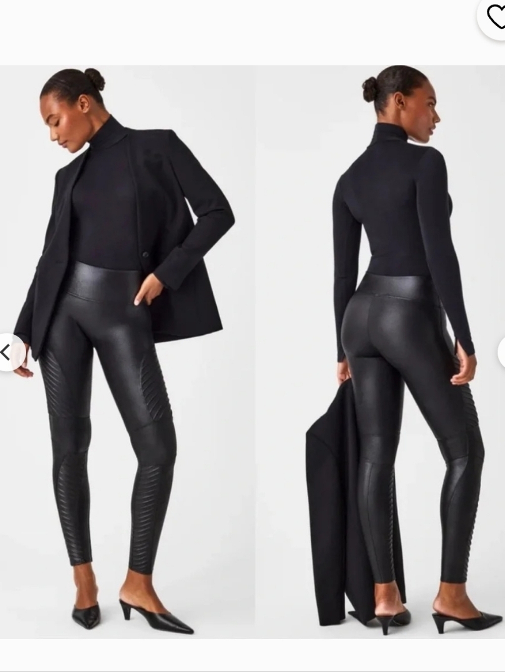 Spanx Faux Leather Moto Leggings Size Medium